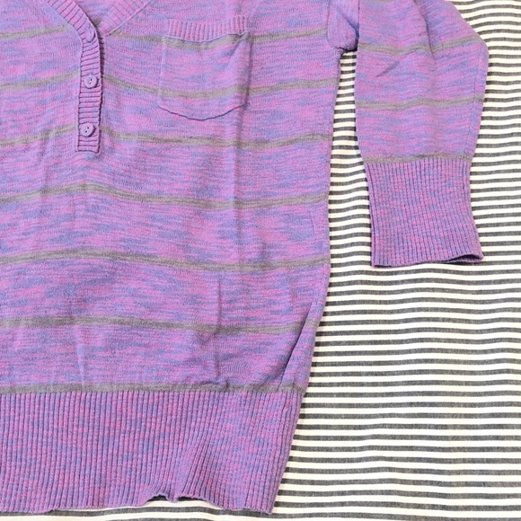 Mossimo Purple Button Pocket Sweater Stretchy - Picture 3 of 8